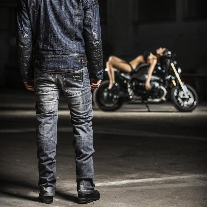 4SR Cool Grey Kevlar Protection Motorcycle Jeans