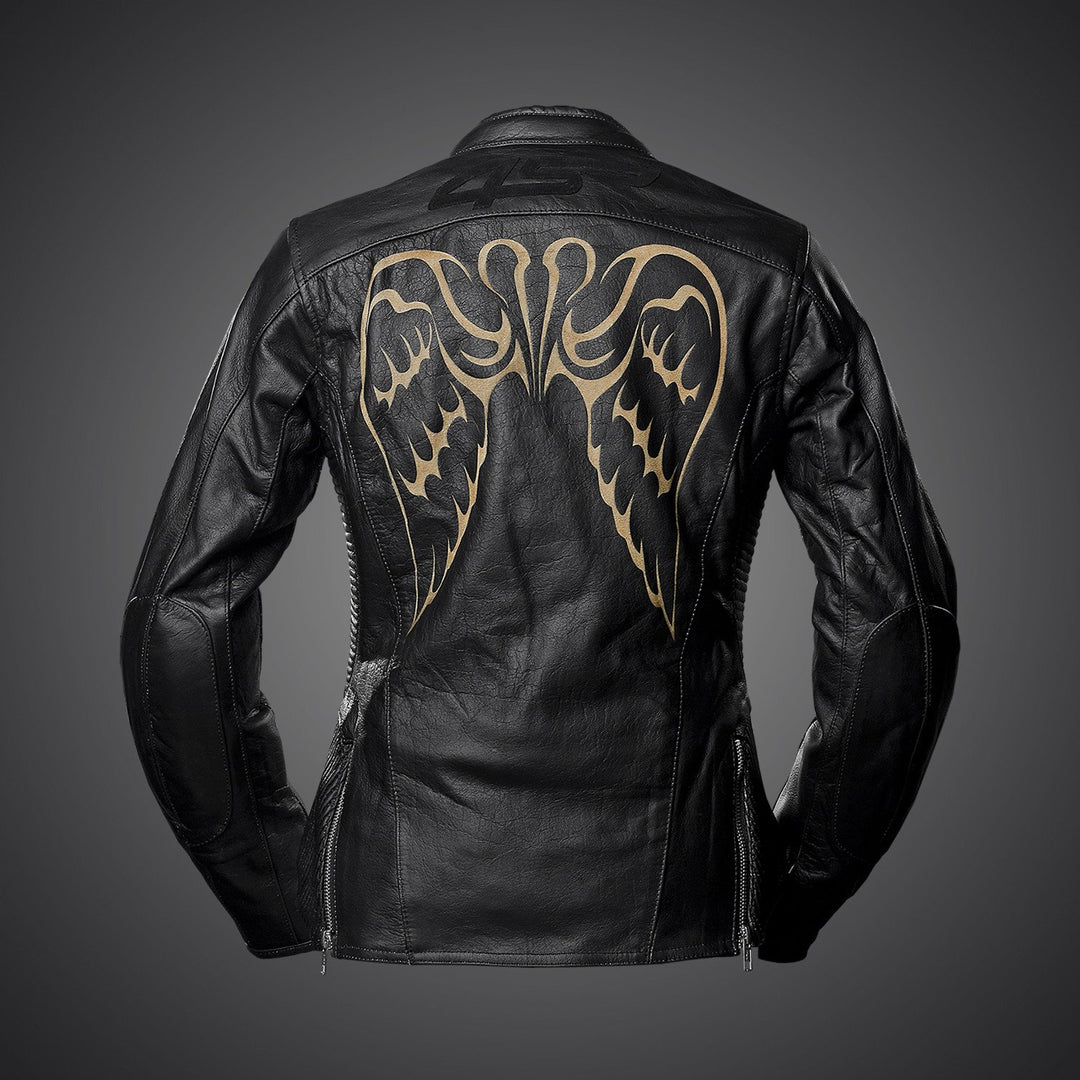 4SR Angel Wings women's premium leather jacket for bike