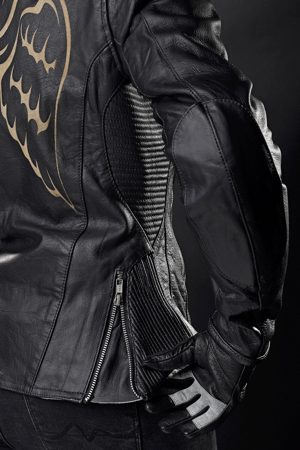4SR Angel Wings women's premium leather jacket for bike